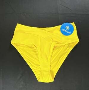 Sol Borne Yellow High-Waisted Tummy Control Bikini Bottom Size Medium